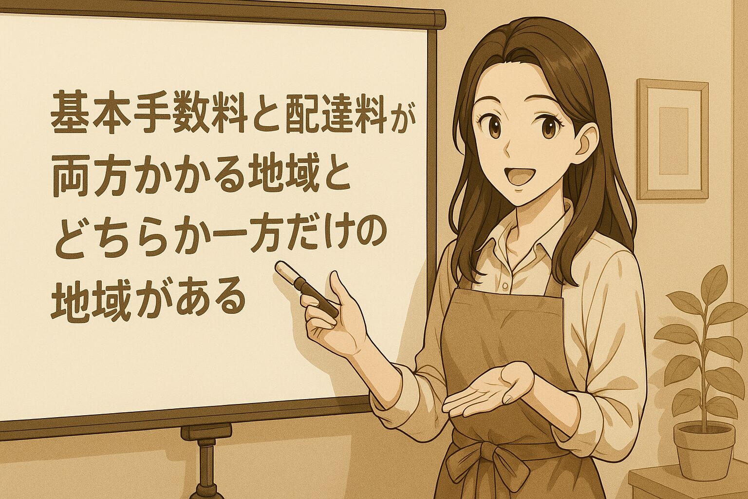 基本手数料配達料が両方かかる地域と、どちらか一方だけの地域がある