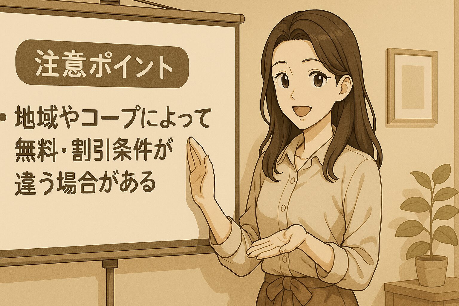 地域やコープによって無料・割引条件が違う場合がある