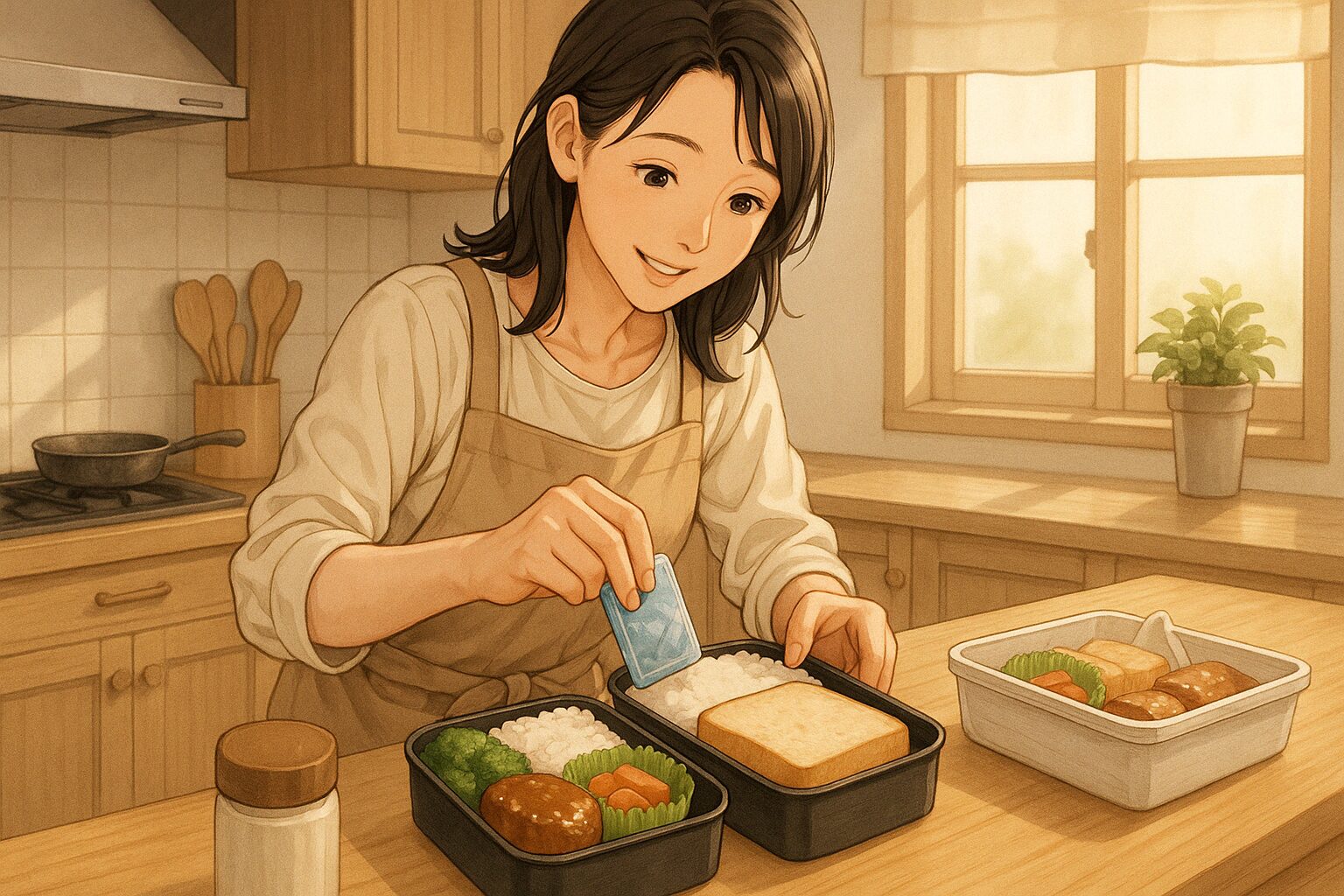 おかずを詰める順番を工夫する