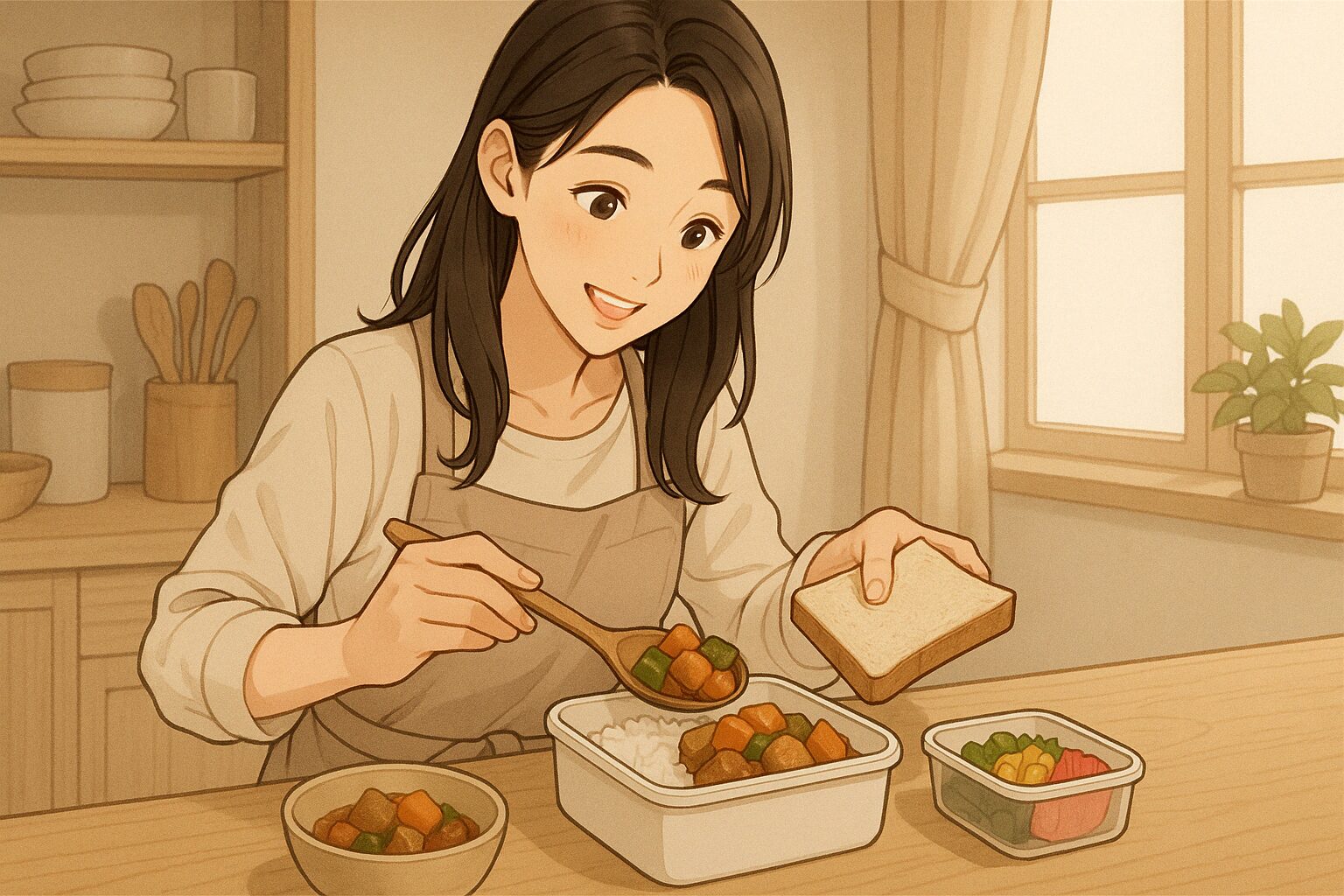 ご飯やパンで汁気を吸収させる