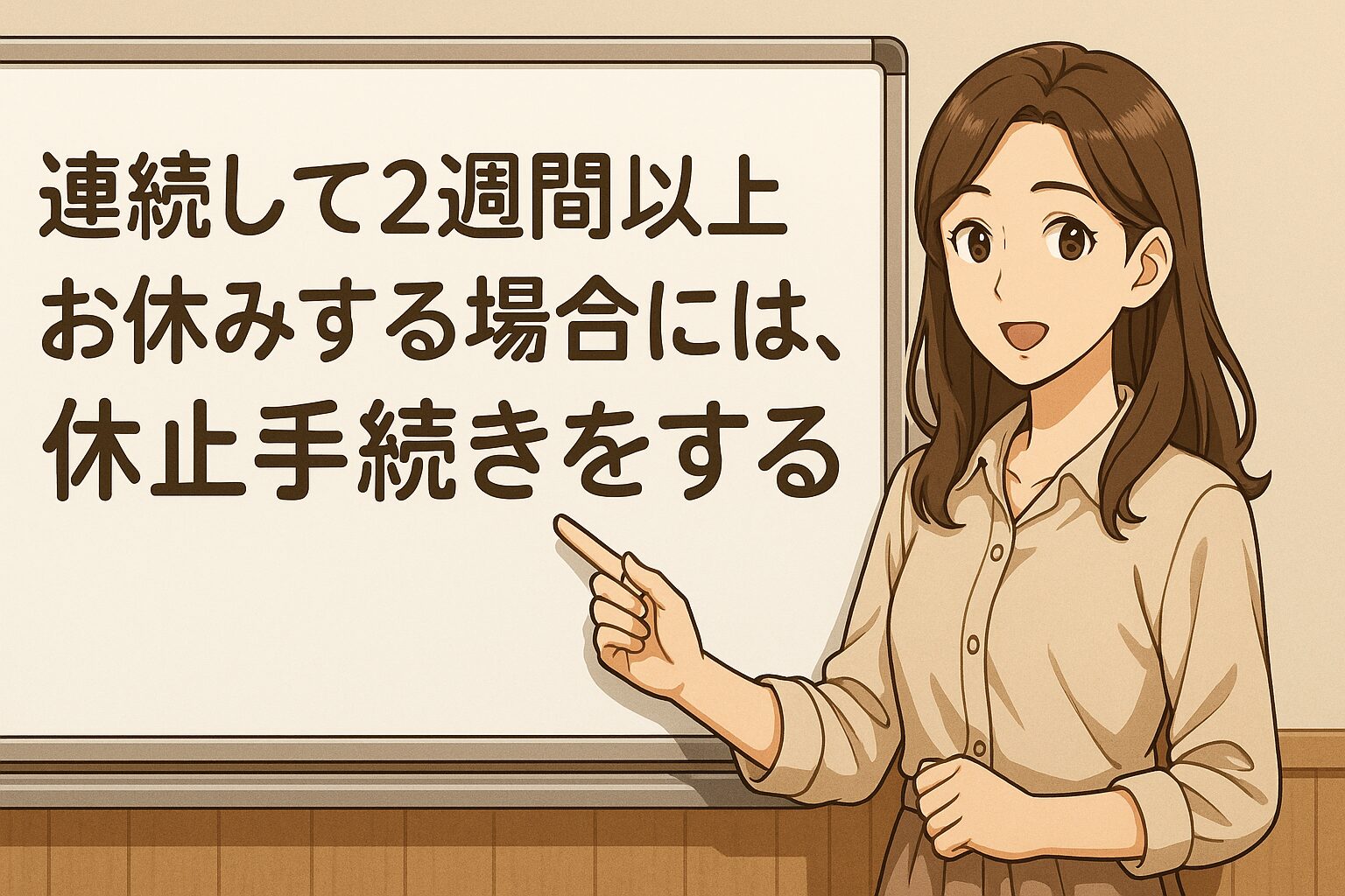 連続して2週間以上お休みする場合には、休止手続きをする