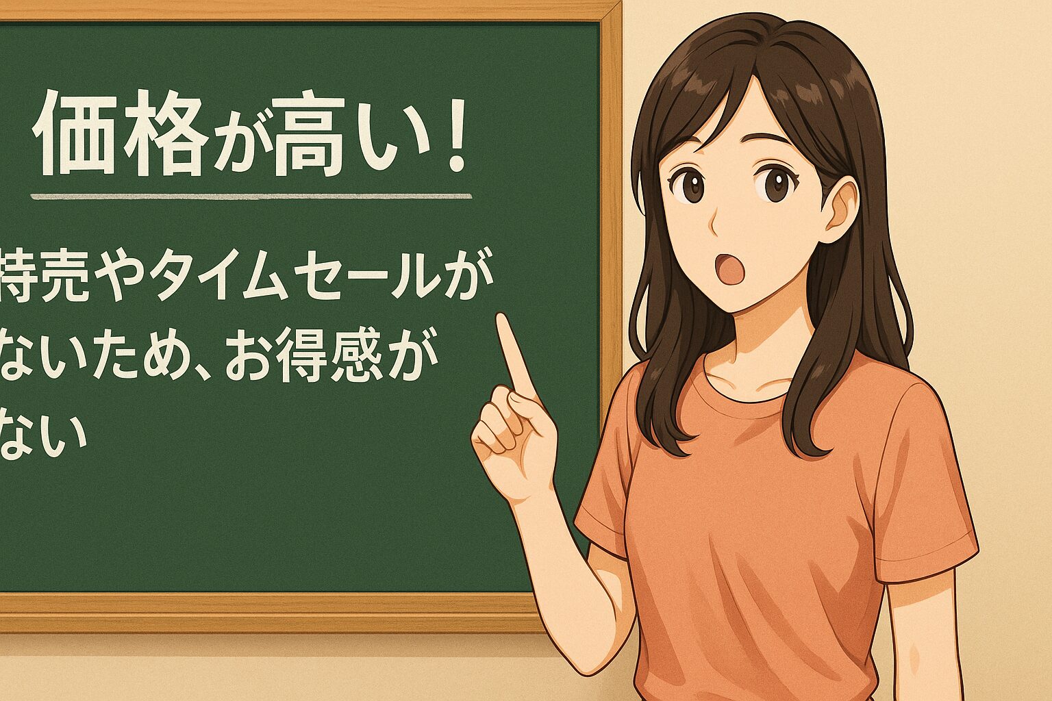 特売やタイムセールがないため、お得感がない