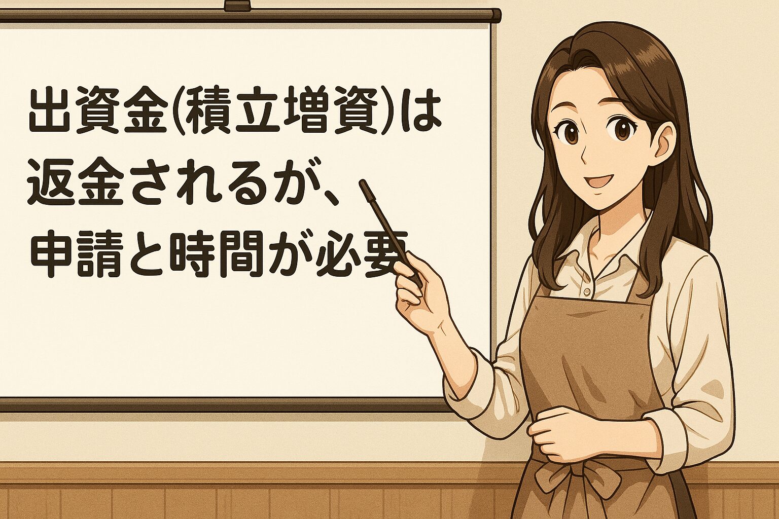 出資金(積立増資)は返金されるが、申請と時間が必要