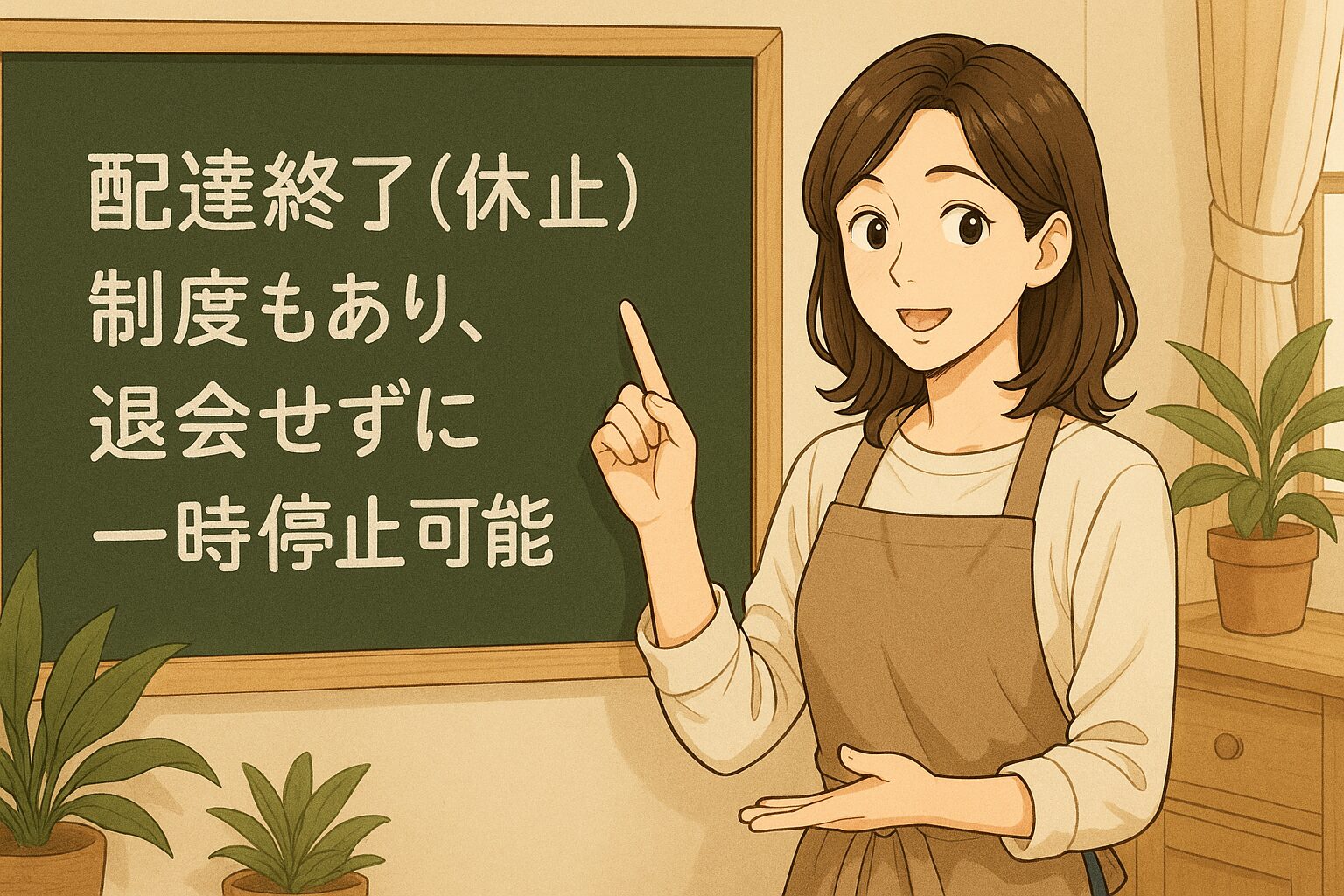 配達終了（休止）制度もあり、退会せずに一時停止可能