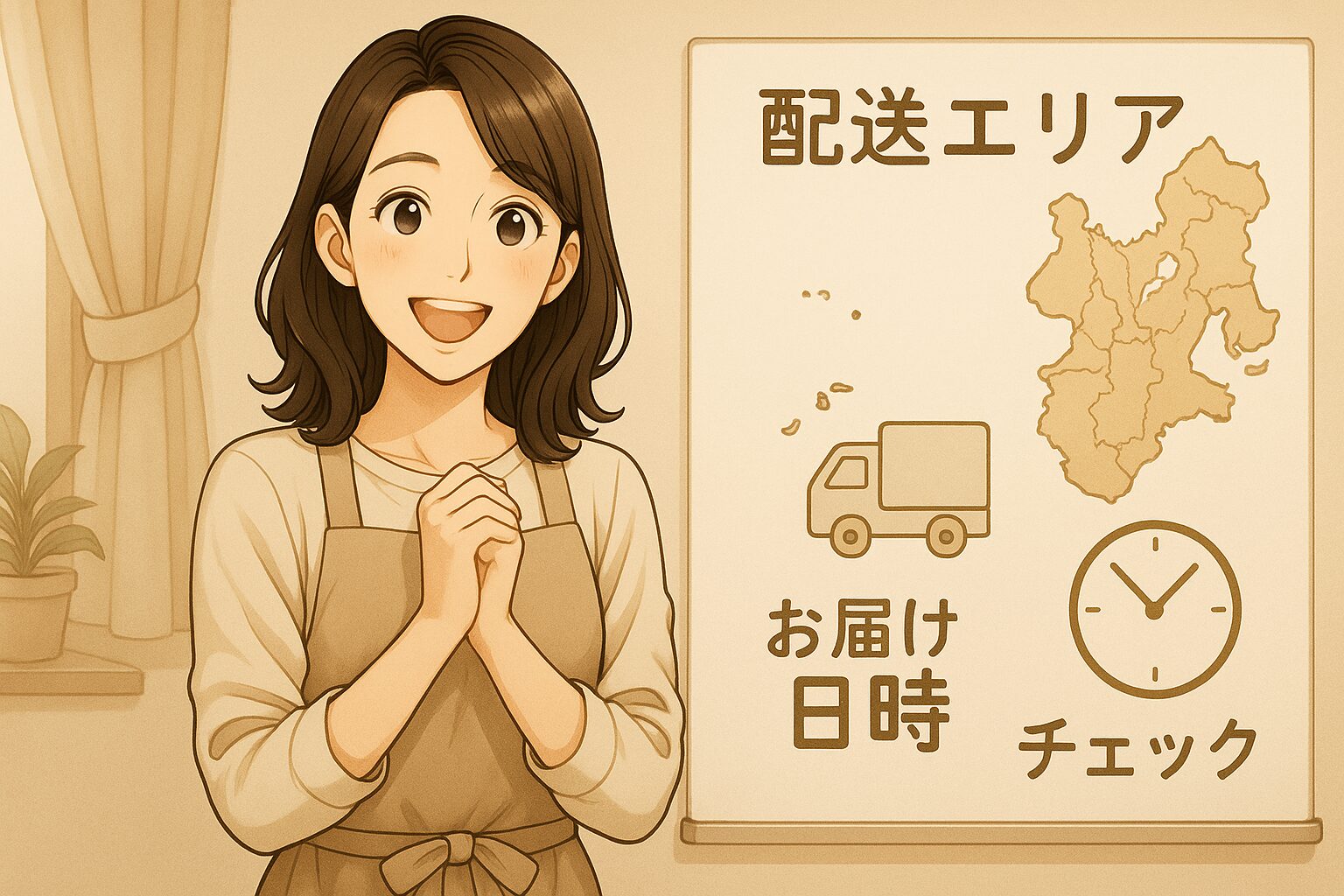 コープきんきの配送エリアやお届け日時について理解することができて喜んでいる30代共働き主婦