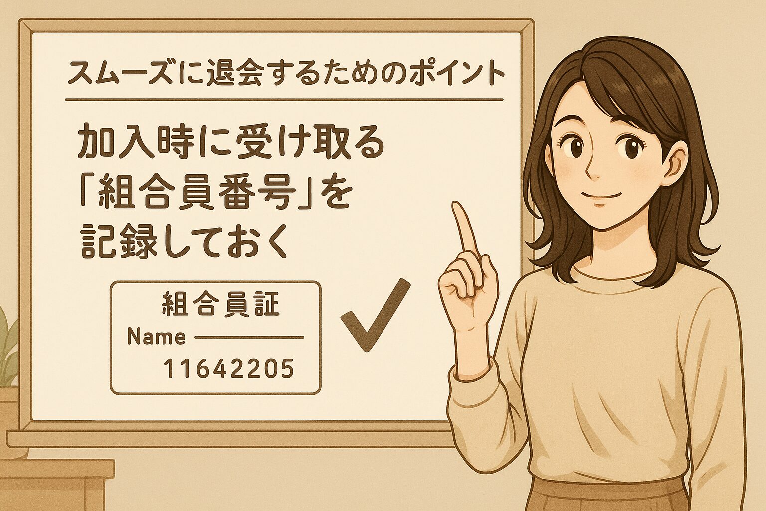 加入時に受け取る「組合員番号」を記録しておく