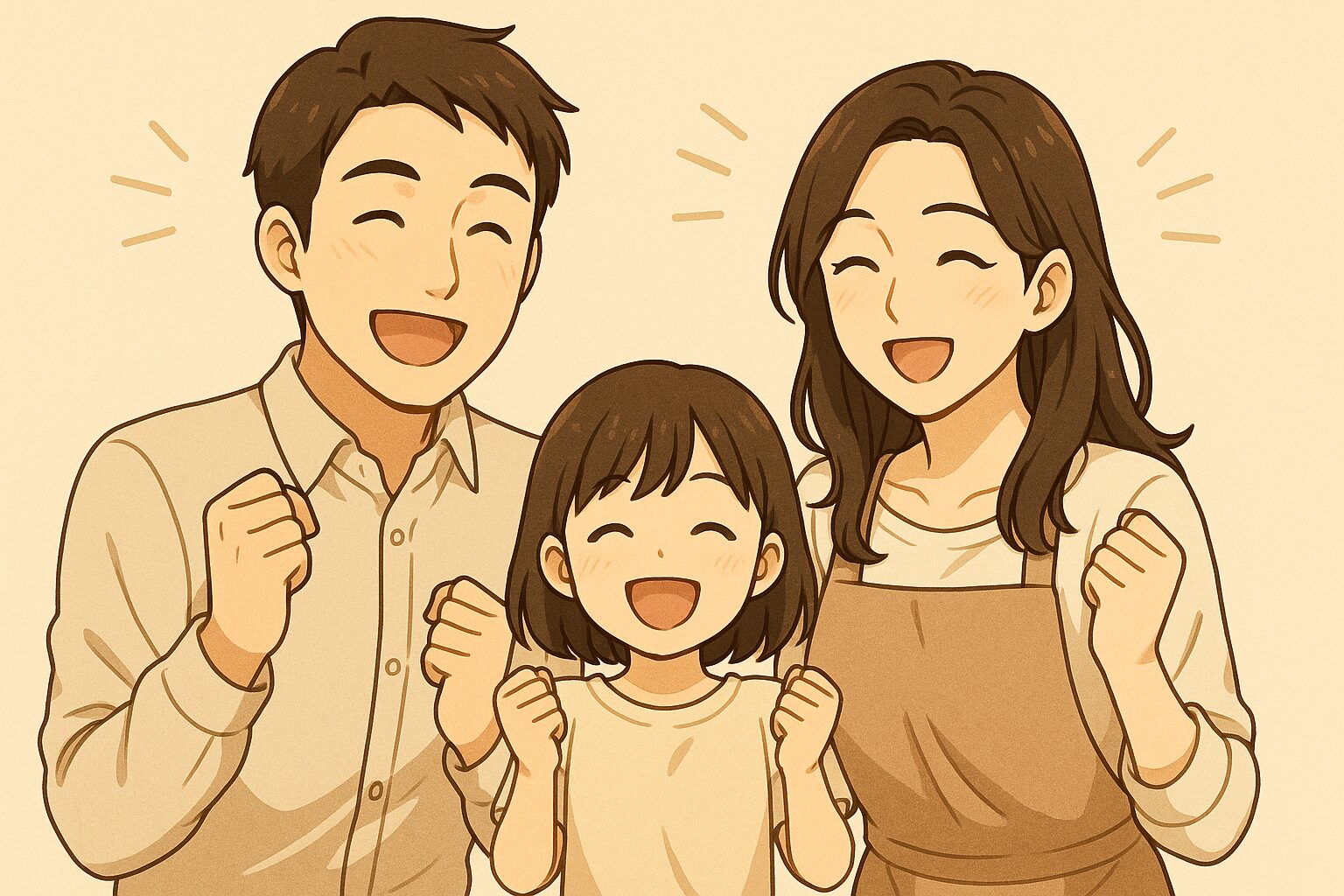 パルシステムとコープデリ、どちらがピッタリなのか？について理解することができて家族3人で喜んでいる30代共働き主婦