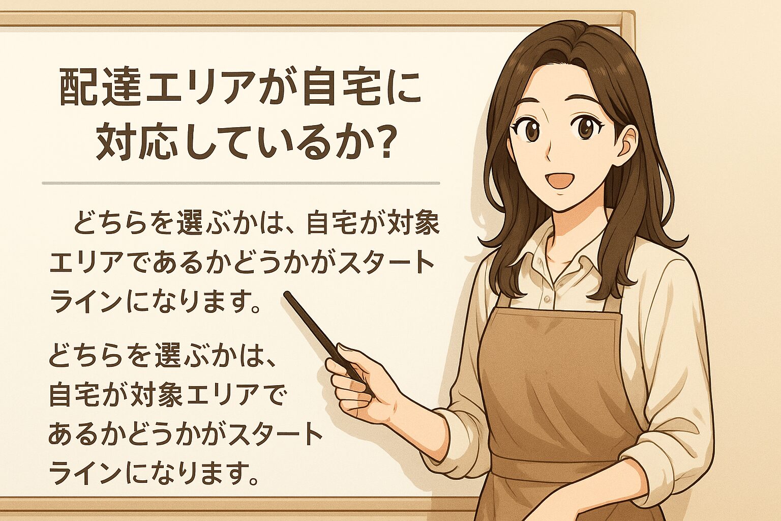 配達エリアが自宅に対応しているか？