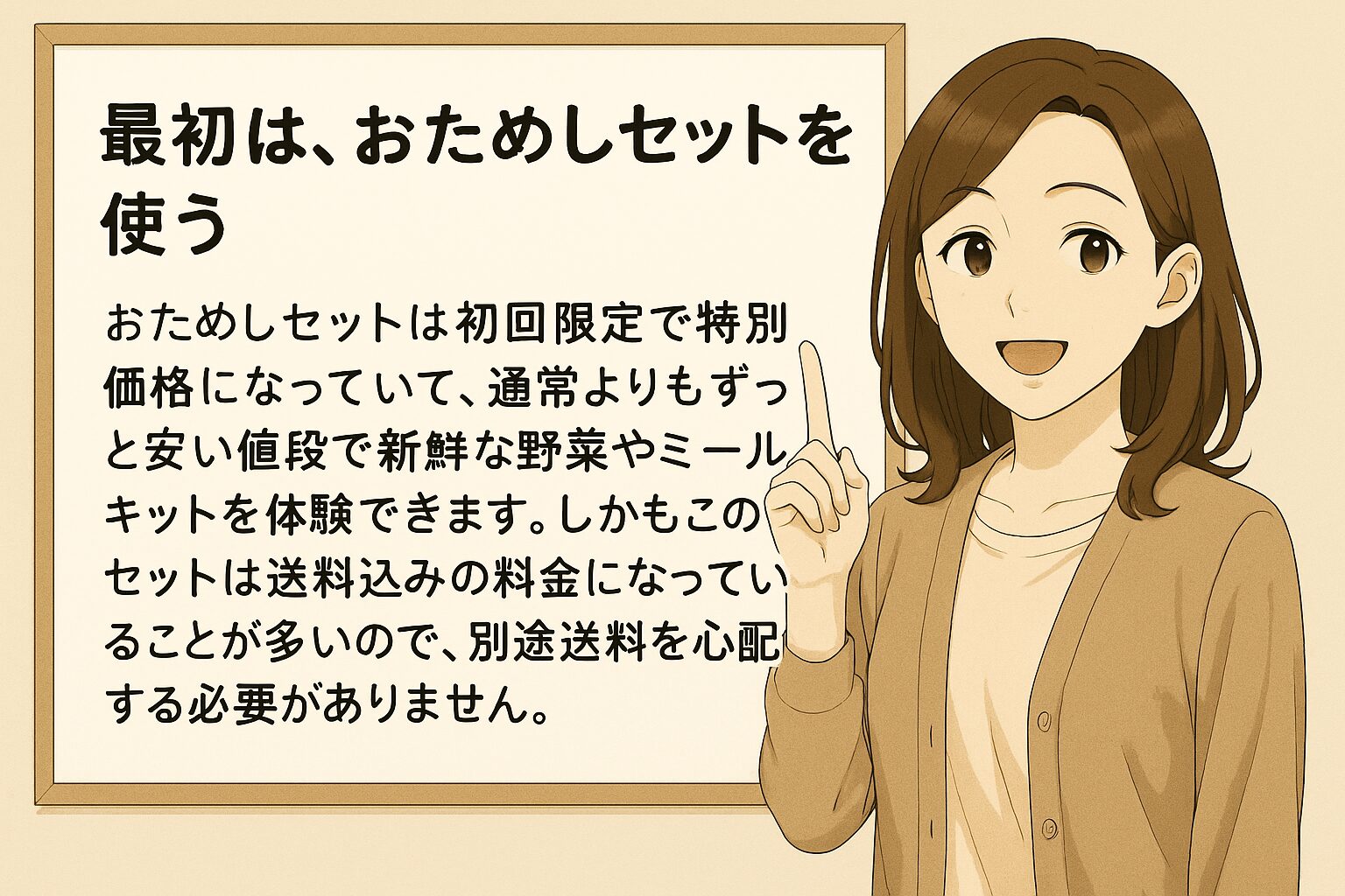 最初は、おためしセットを使う