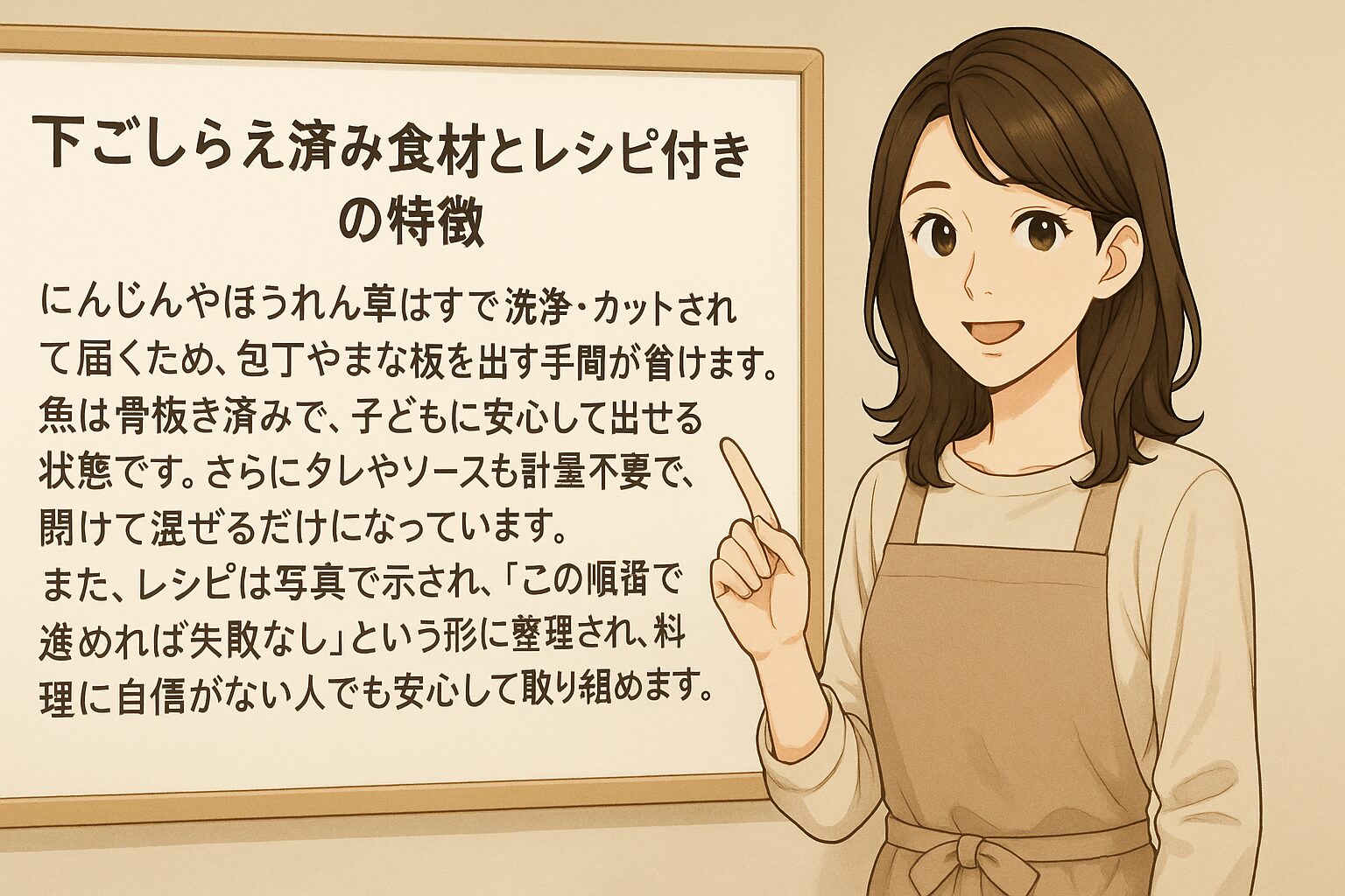 下ごしらえ済み食材とレシピ付きの特徴